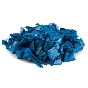 Blue rubber mulch, close up